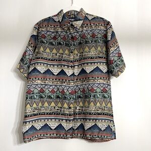 Best American Clothing Co Silk Women’s Short Sleeves Blouse Size‎ S Multicolored